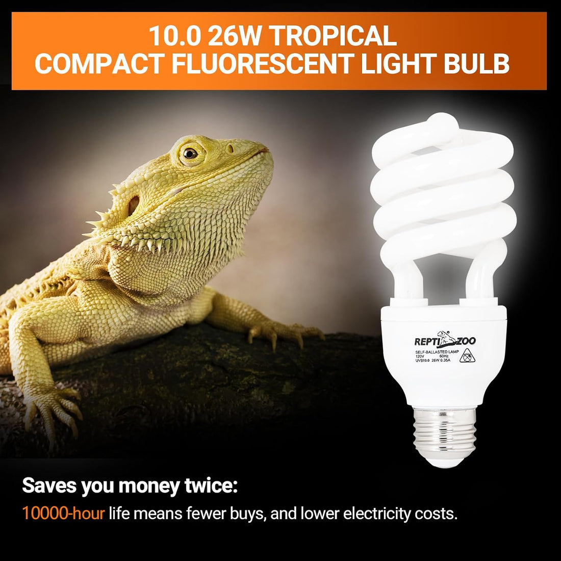 REPTI ZOO UVB Light for Desert Reptile 2 Pack