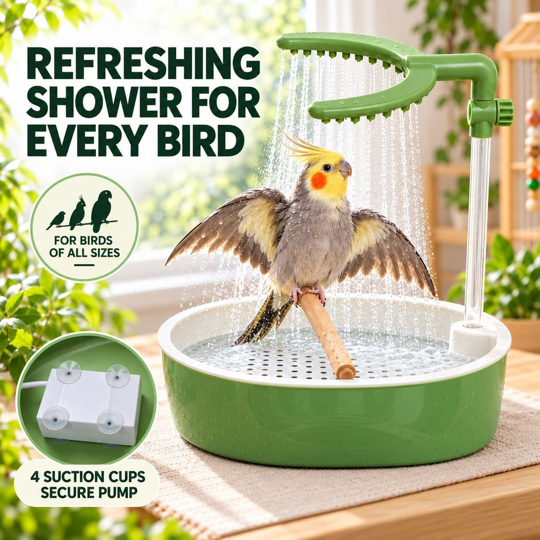 Automatic Parakeet Bird Bath with Pump