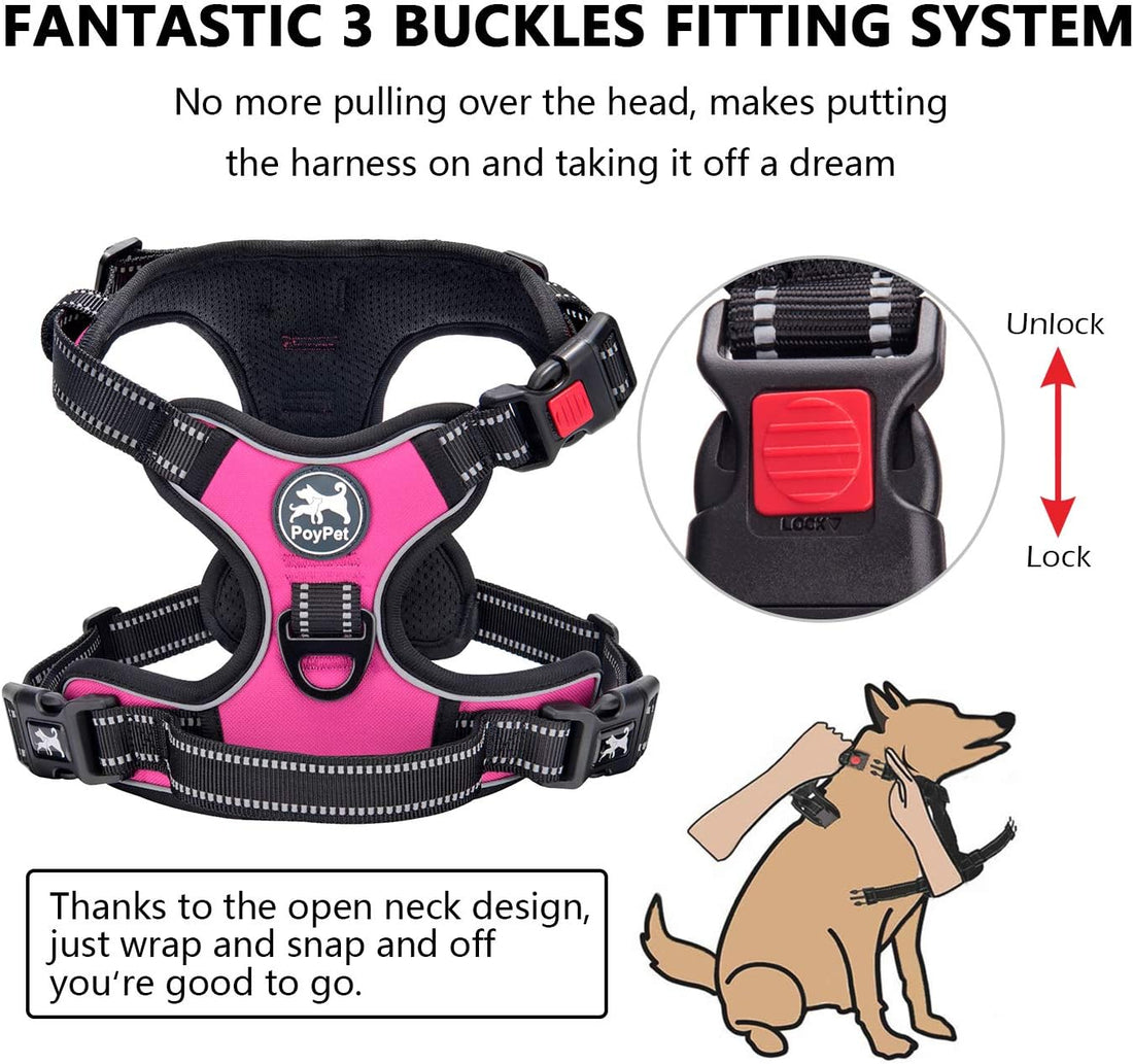 PoyPet No Pull Dog Harness, No Choke Front Lead Dog Reflective Harness