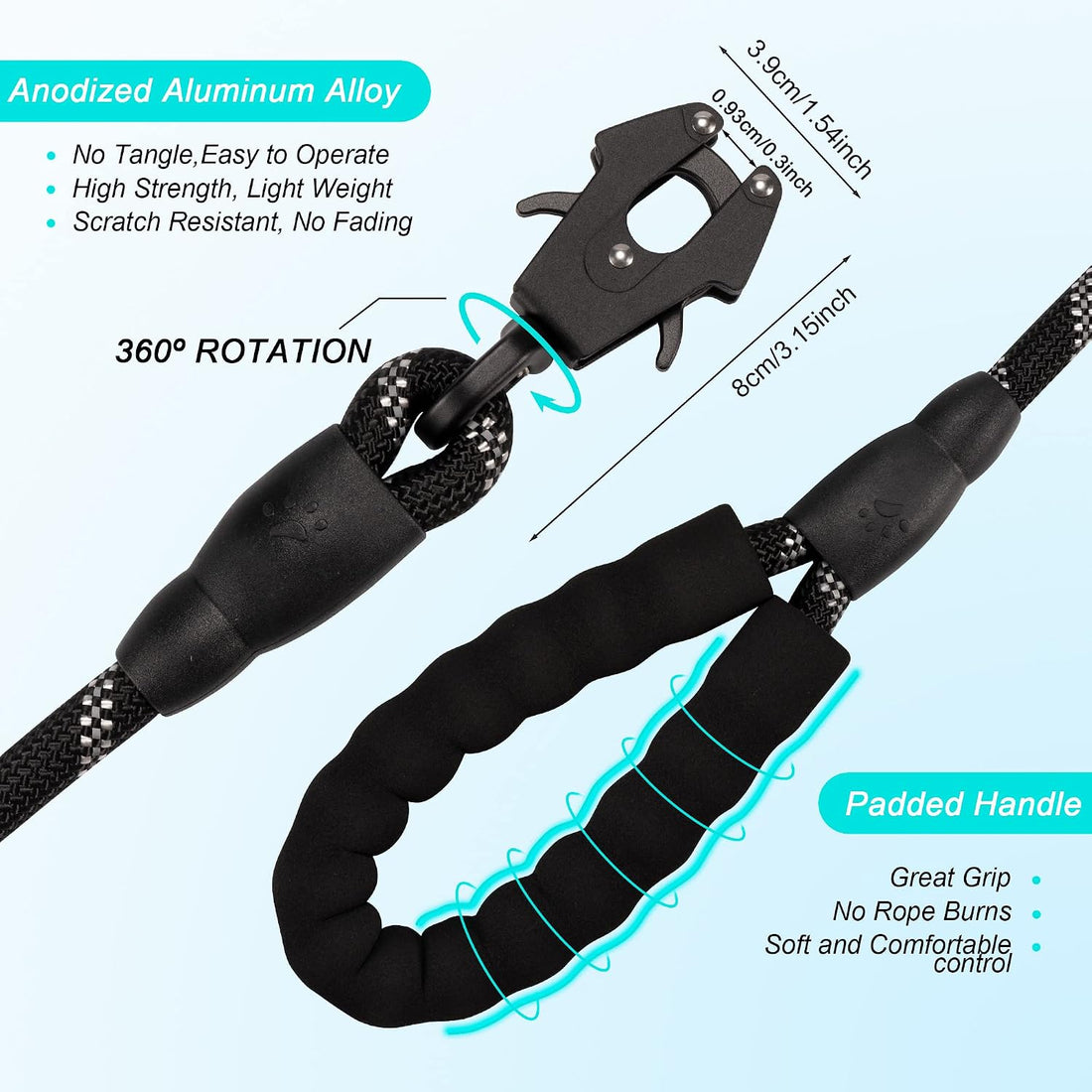GEIT Heavy Duty Dog Leash with Frog Clip for Small Medium and Large