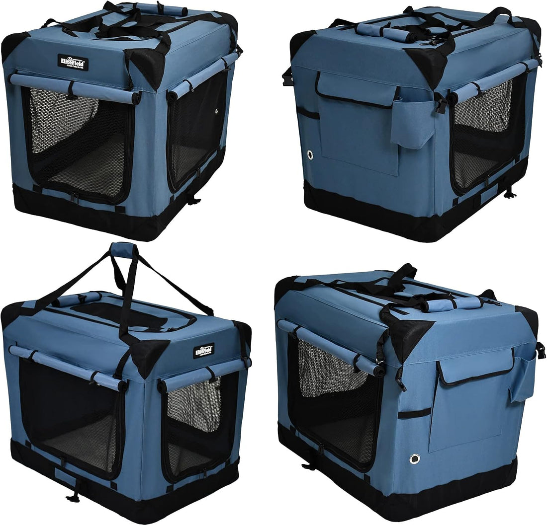 EliteField 4-Door Folding Soft Dog Crate with Curtains
