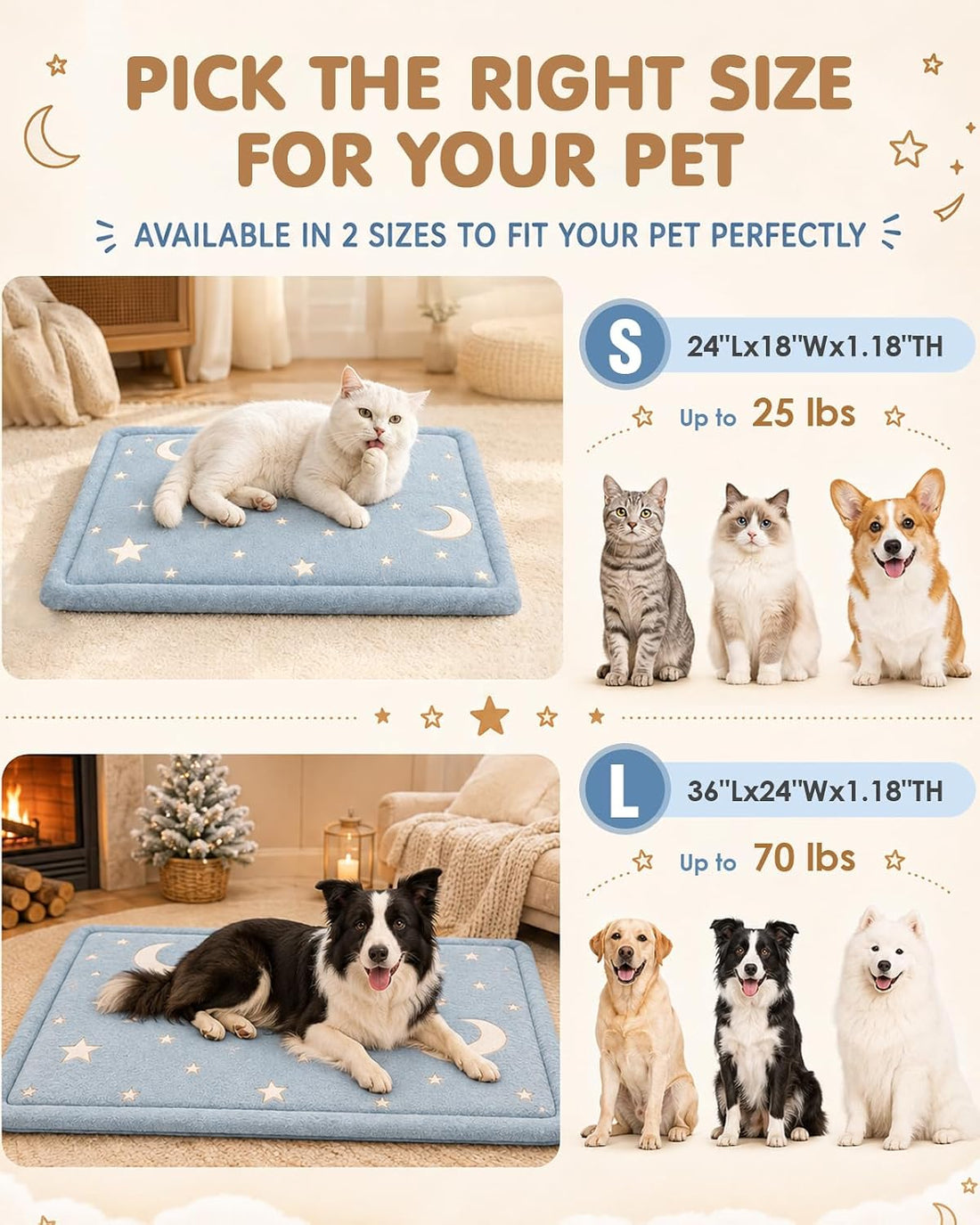 Papettly Self Warming Cat Bed, Reversible Self Heating Cat Pad Mat