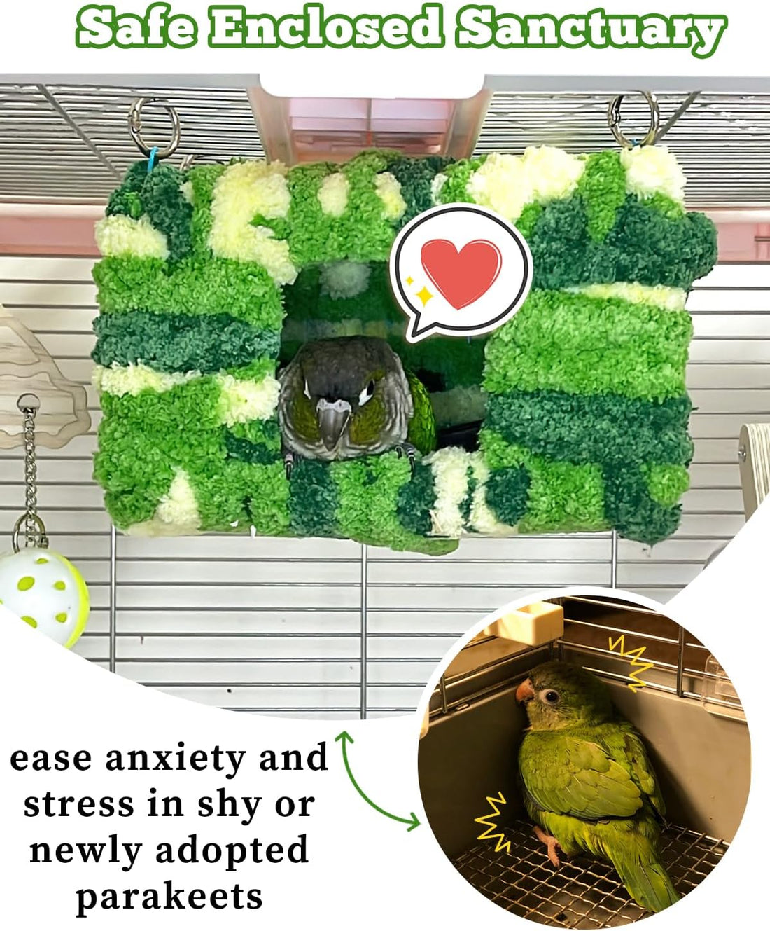 Collapse-Proof Soft Warm Bird Bed for Cage with Sturdy Frame