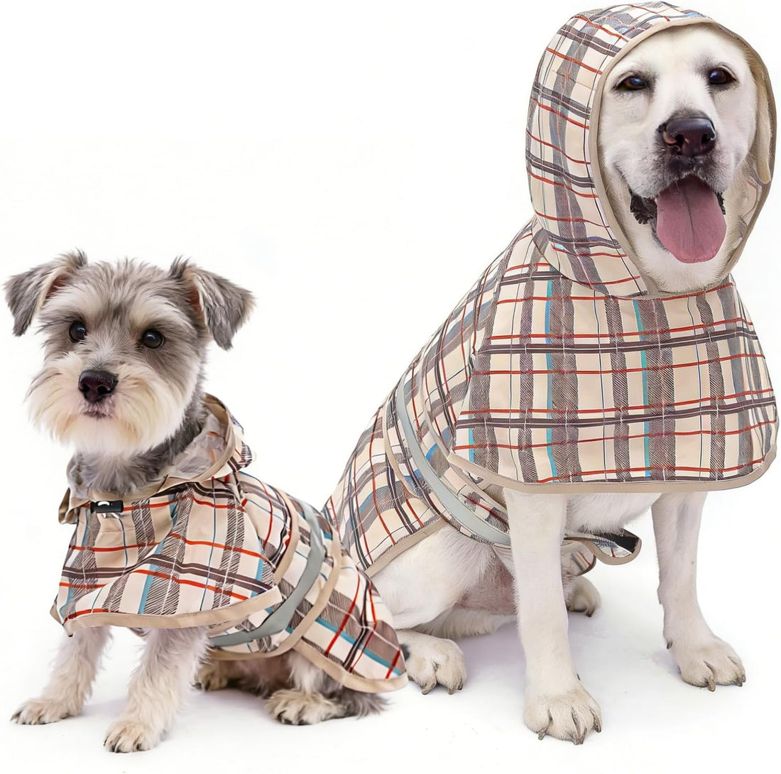KOOLTAIL Dog Raincoat Hooded Slicker Poncho with Leash Hole