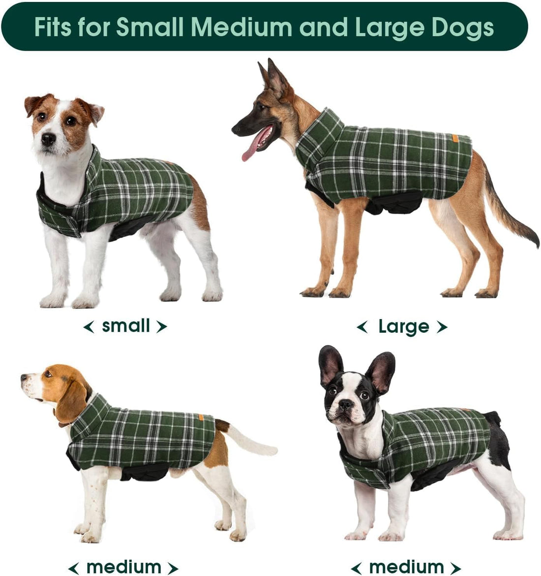 Kuoser Waterproof Dog Coat, Warm Reversible Dog Jacket with Leash Hole
