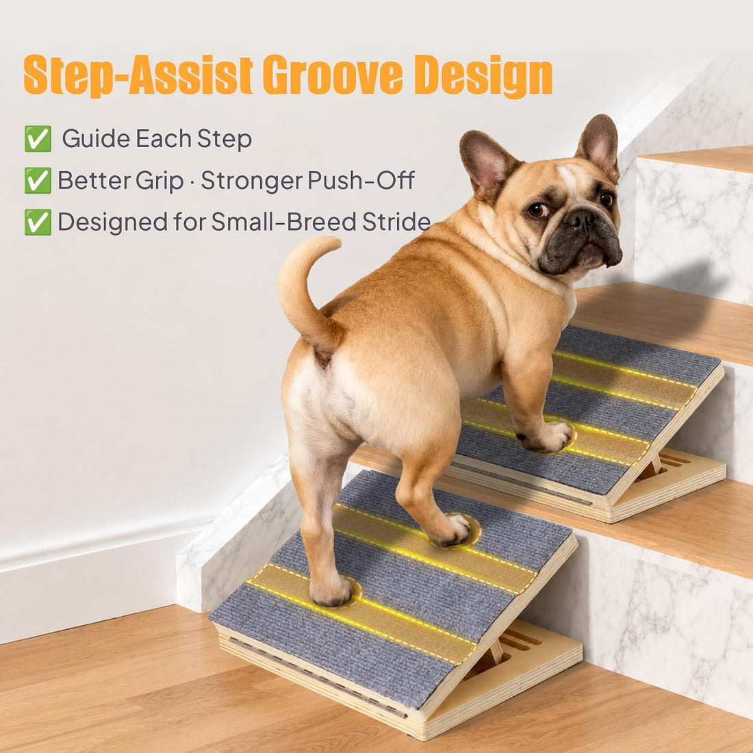 Adjustable Dog Ramp for Stairs, Non-Slip Pet Steps for Small Dogs