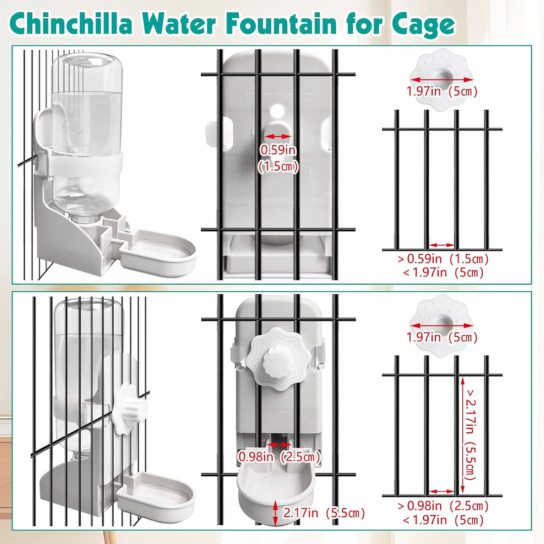 kathson Rabbit Water Bottle, 17oz Hanging Water Fountain Automatic