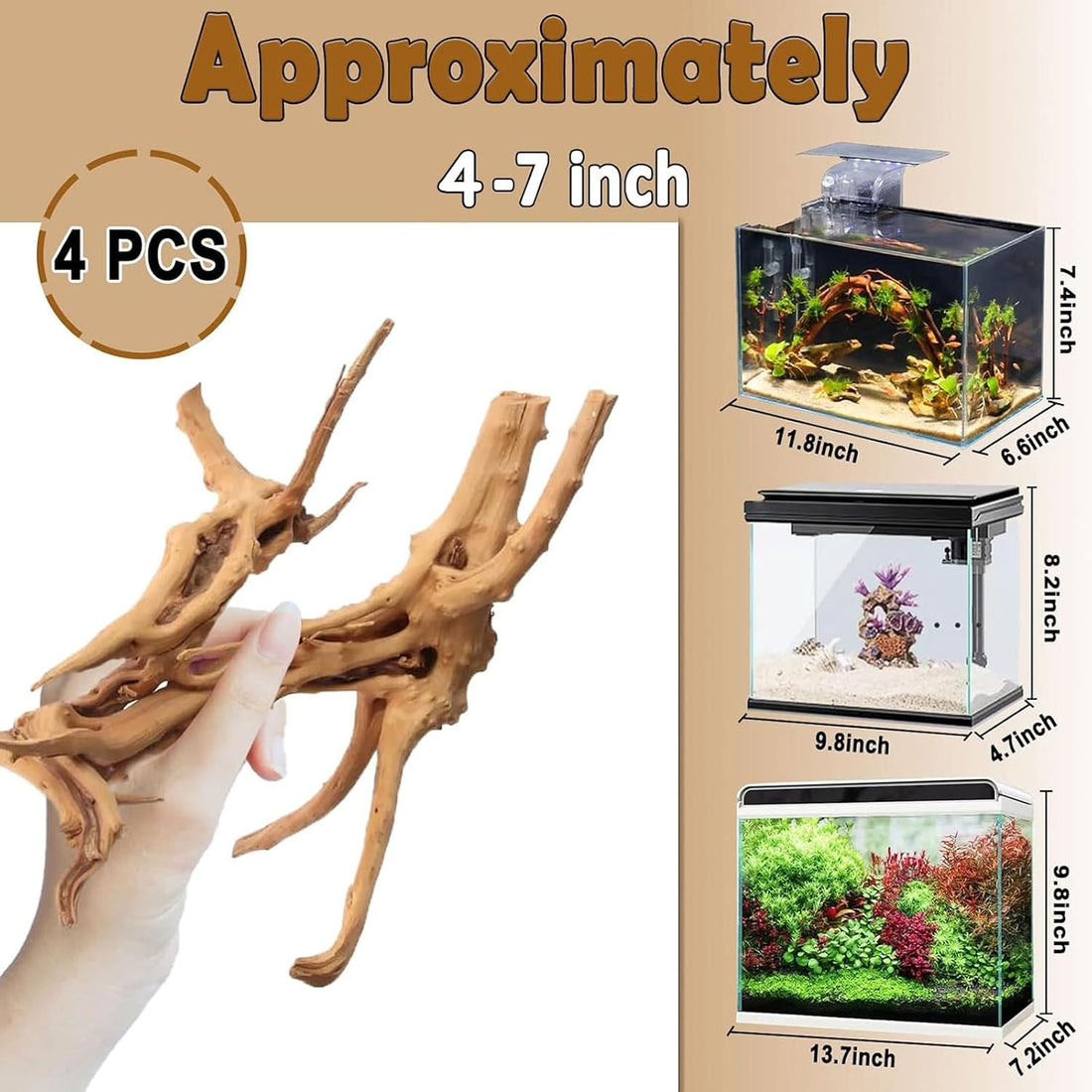 kathson 4Pcs Aquarium Driftwood