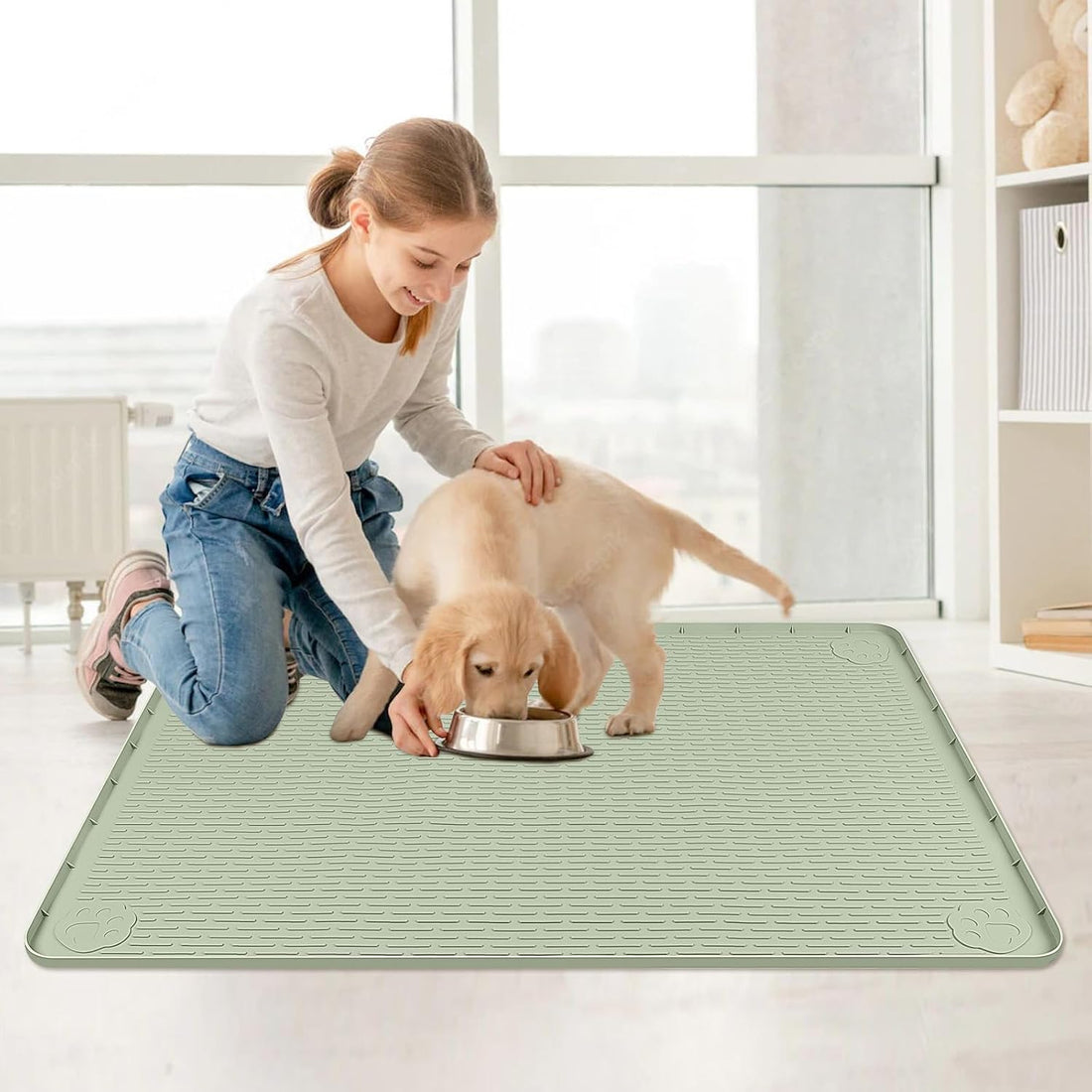 Cat Food Mat Extra Large Silicone Pet Bowl Mat 40''x28''