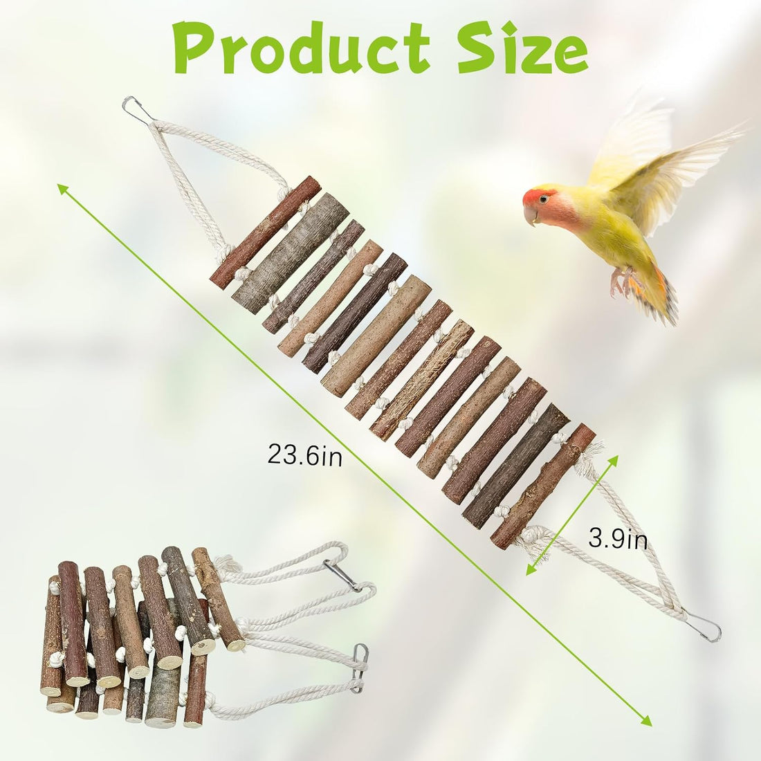 BNOSDM Wooden Bird Rope Ladders 2 Pcs Birds Ladder Bridge Toy Parrot