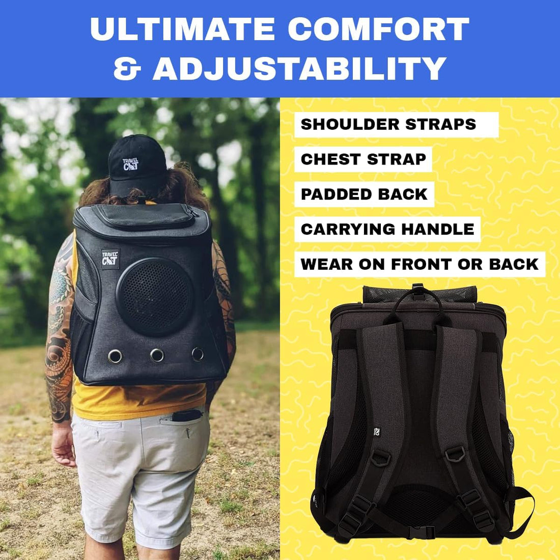 Fat Cat Backpack Carrier - Airline Approved Cat Carrier with Space