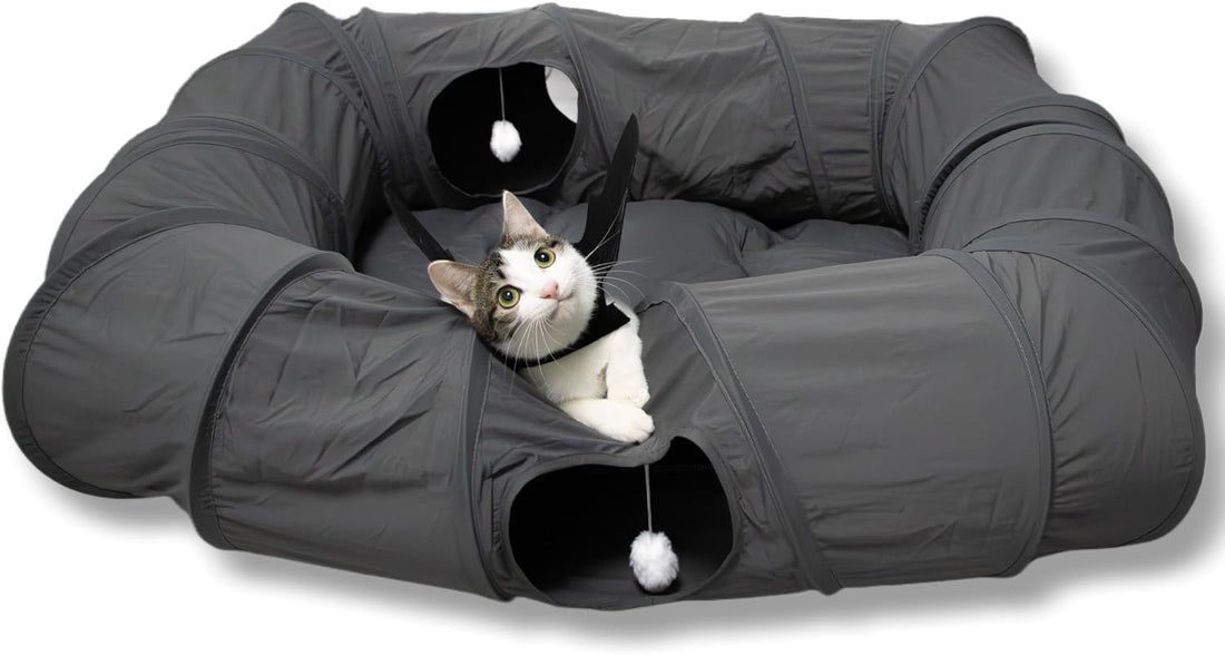 XxingSheep 4 Ways Shuttled XL Cat Tunnel Bed for Indoor Cats Peekaboo