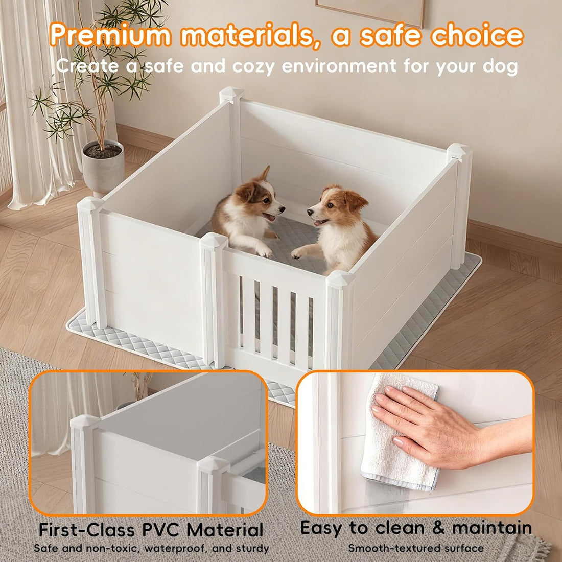 Whelping Box for Dogs, Puppies,with Pig Rails Washable Pad