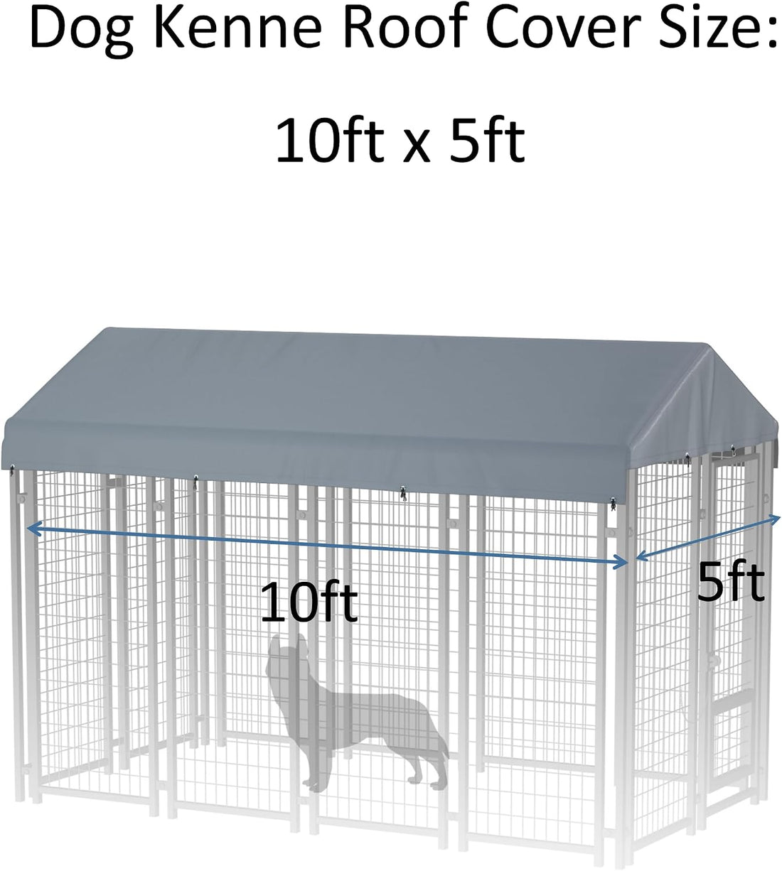 Dog Kennel Cover Replaceable Top Cover 10' x 5' Gray(Top Cover Only)