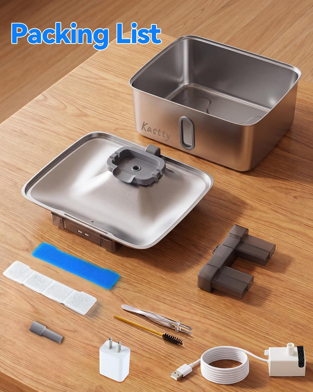 Kastty 4Gal/15L Stainless Steel Dog Water Fountain for Large Multi-Pet