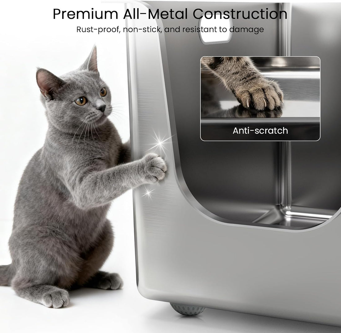 Stainless Steel Litter Box 13.7'' High Sides