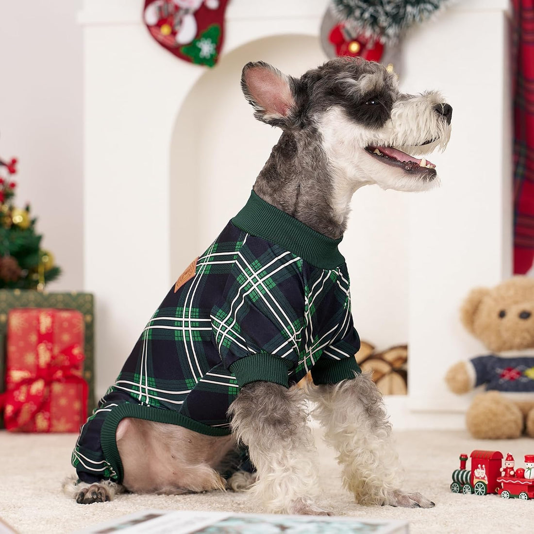 XPUDAC 4 Pack Dog Pajamas for Small Dogs Cats Plaid Doggie Clothes