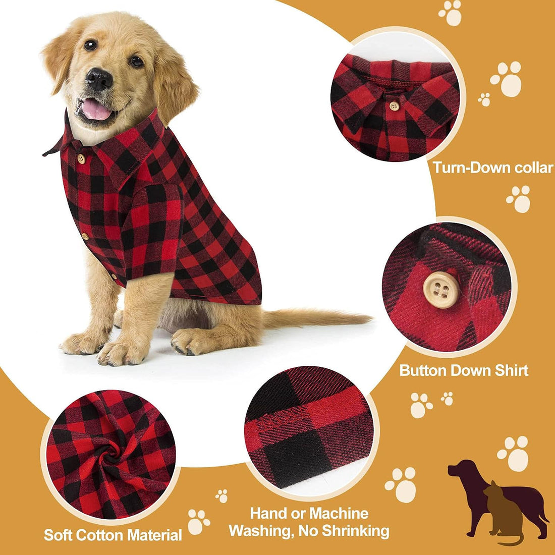 Plaid Dog Shirt Red Buffalo Dog Outfit Soft Casual Pet Clothes