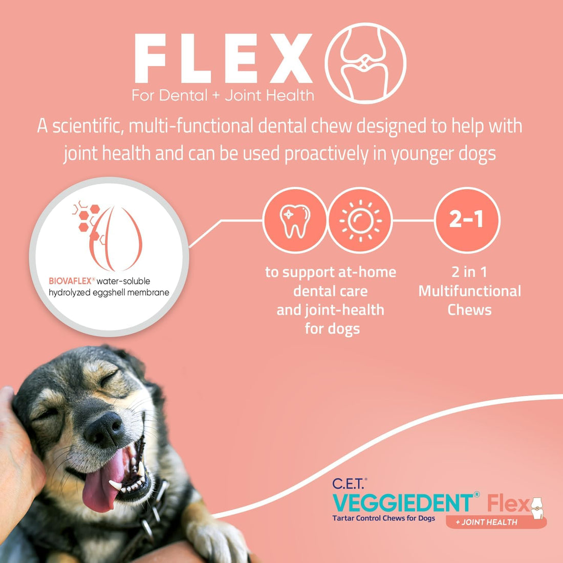 C.E.T. Veggiedent Fr3sh & Flex Plaque and Tartar Control Chew for Dogs