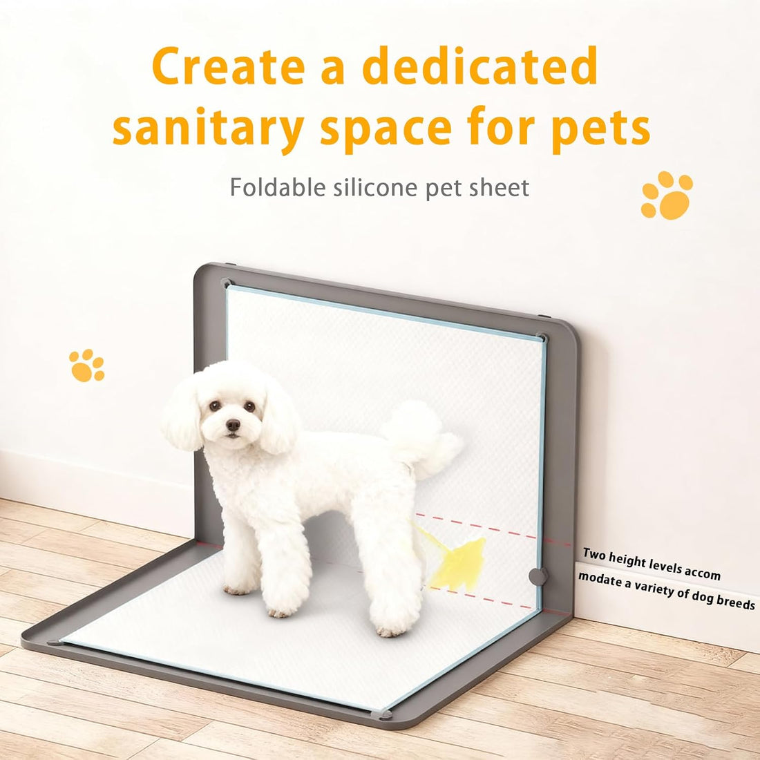 Dog Pee Pad Holder, Silicone Tray, 4-Corner Fixing, 35x25 inch