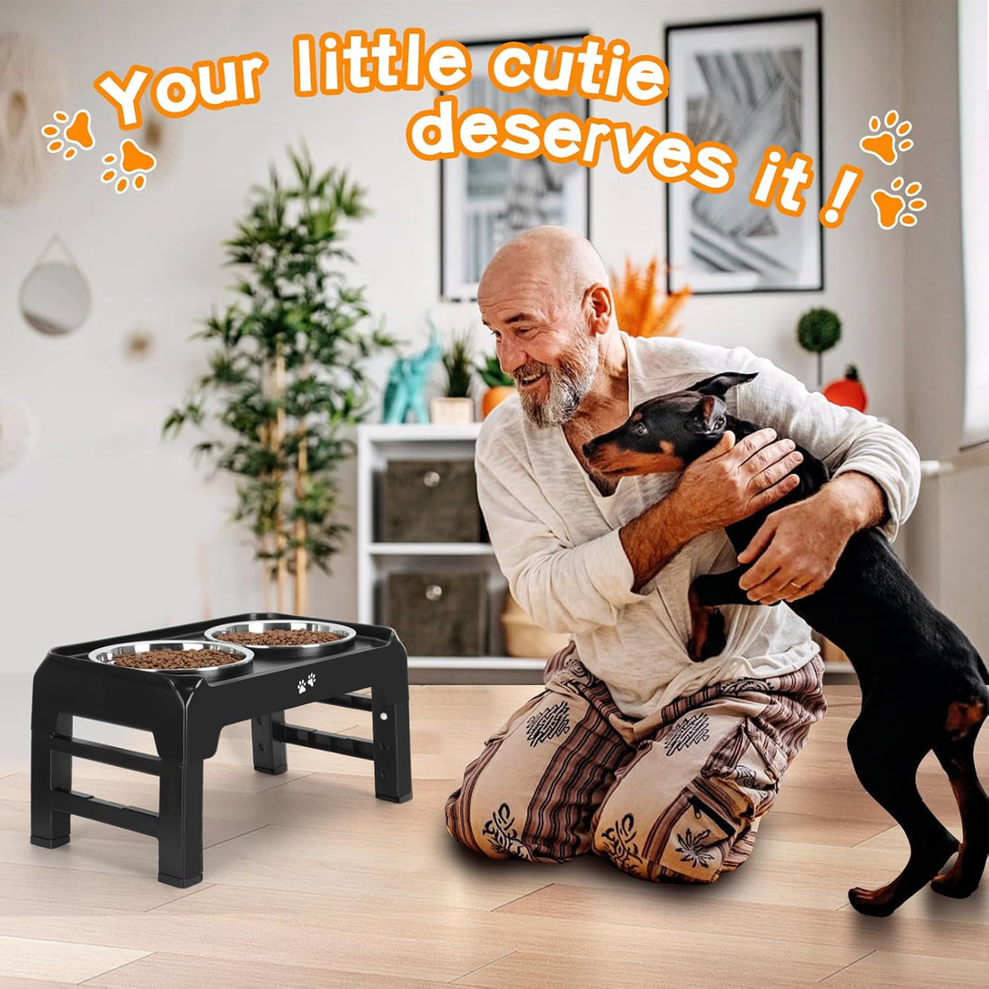 COMESOON Elevated Dog Bowls, 4 Height Adjustable Raised Bowl Stand