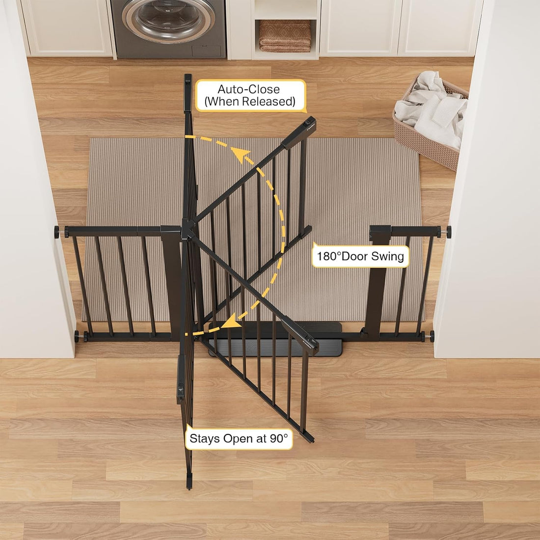 Cumbor 30-48 in Baby Gate for Stairs, Auto Close Dog Gate Indoor