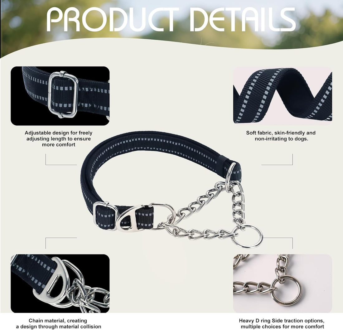 Martingale Collar for Dogs with Chain,Heavy Duty Dog Collar