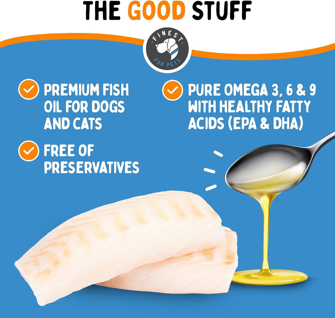 100% Pure Fish Oil for Dogs & Cats 32oz. Loaded with EPA & DHA