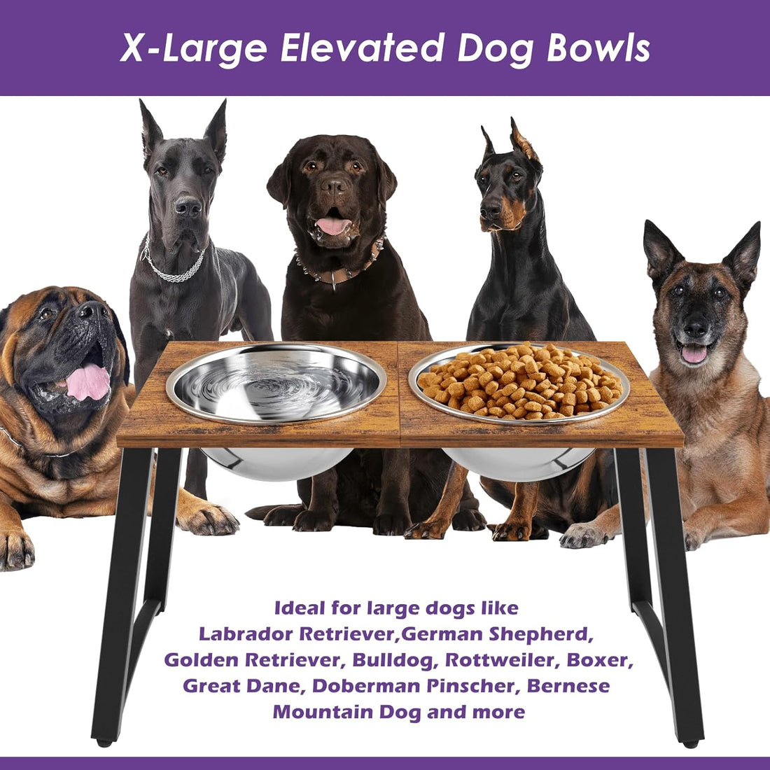 TIDANT Elevated Dog Bowls for X-Large Dogs with Spill Proof Mat 2