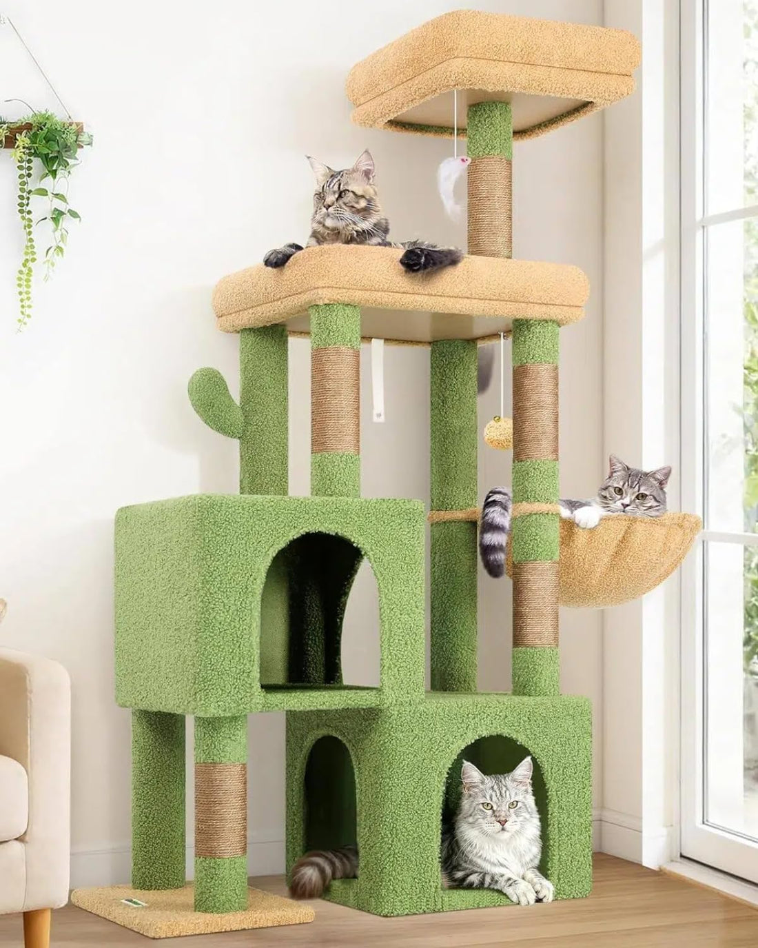 Globlazer 52in Cat Tree Tower for Indoor Cats, 2 Condos, S52