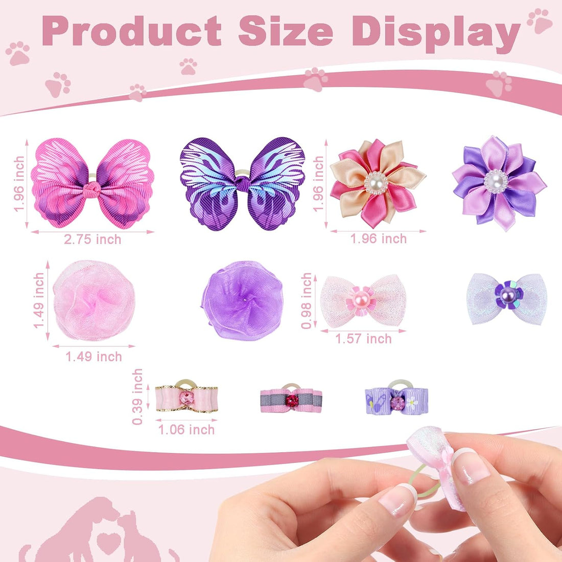 Naturahand 22 Pieces Cute Dog Hair Bows with Elastic Rubber Bands
