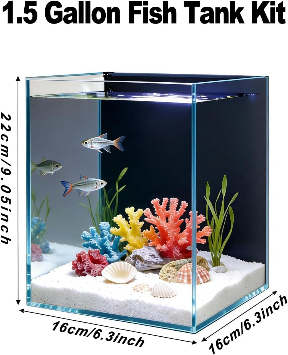 Betta Fish Tank kit,Small Nano Glass Fish Tank Start Kit