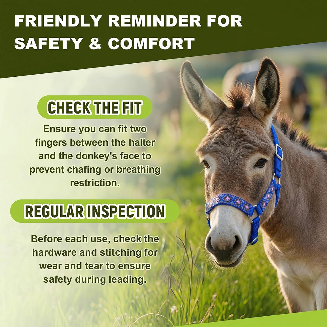 1 Set Mini Donkey Halter with Lead Rope Adjust