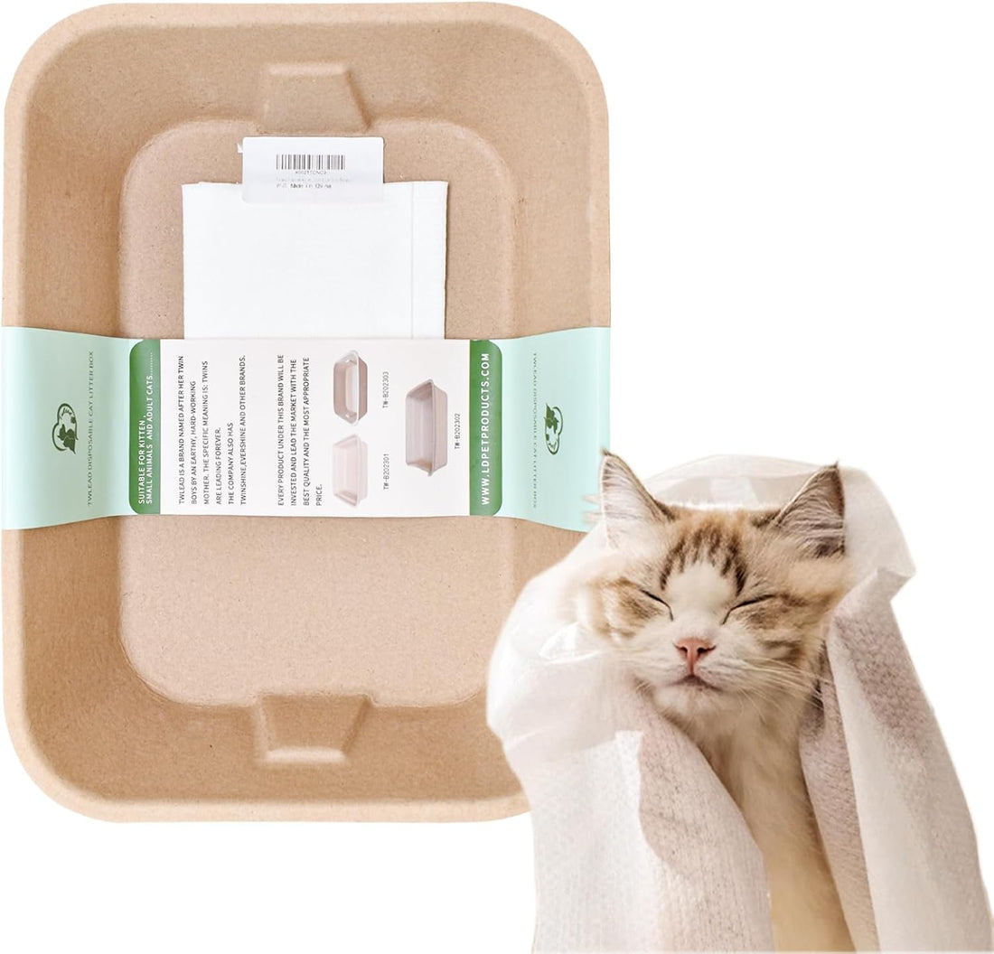 Twlead Disposable Cat Litter Box Eco Friendly 100% Recycled Paper Cat