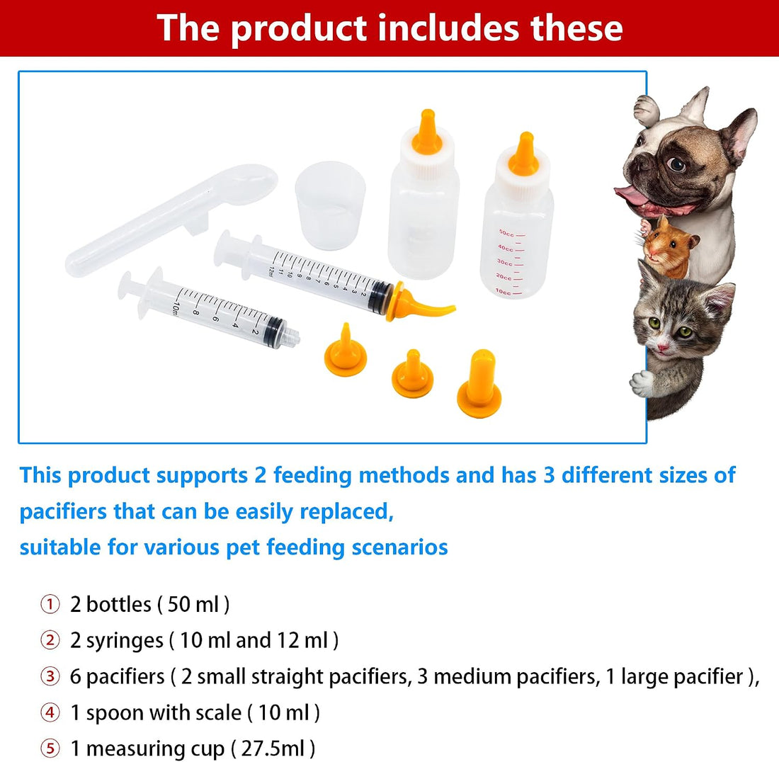 Pet Feeding Bottle and Syringe Set for Puppies and Kittens