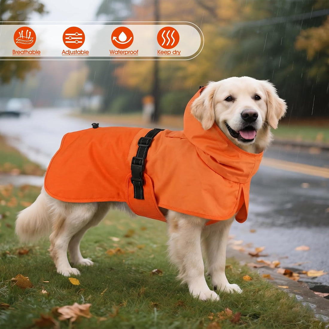 BRKURLEG Dog Raincoat for Small Medium and Large Dogs Waterproof Dog