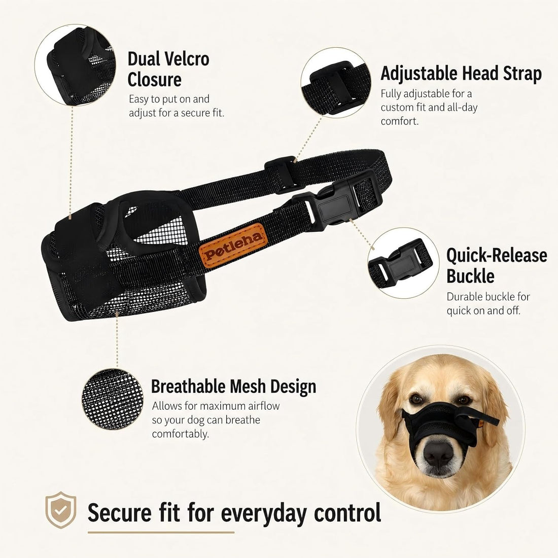 Dog Muzzle, Breathable Mesh for Grooming & Nail Care