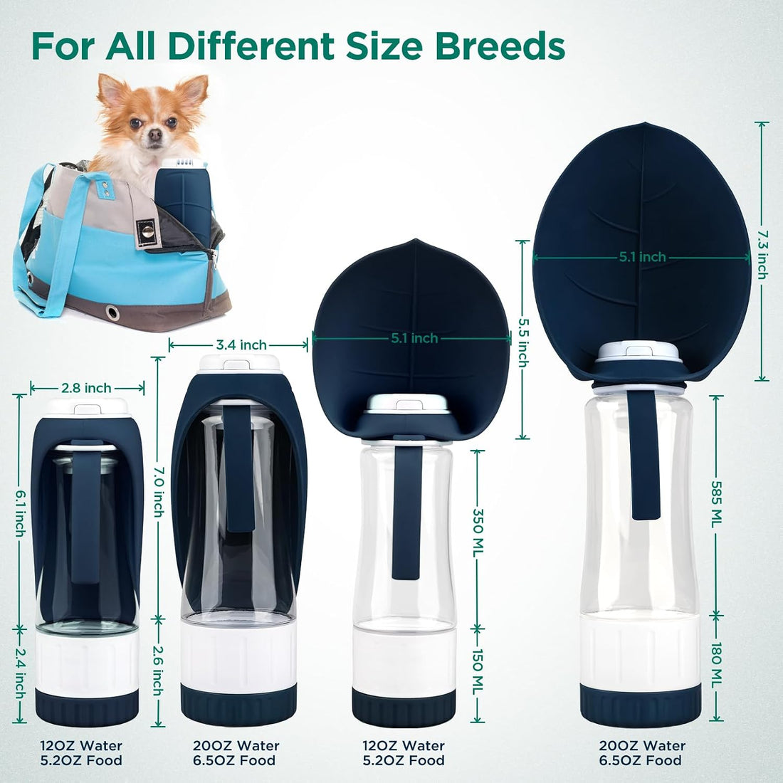 Uppetly Dog Water Bottle, Pet Water Bottle with Food Container