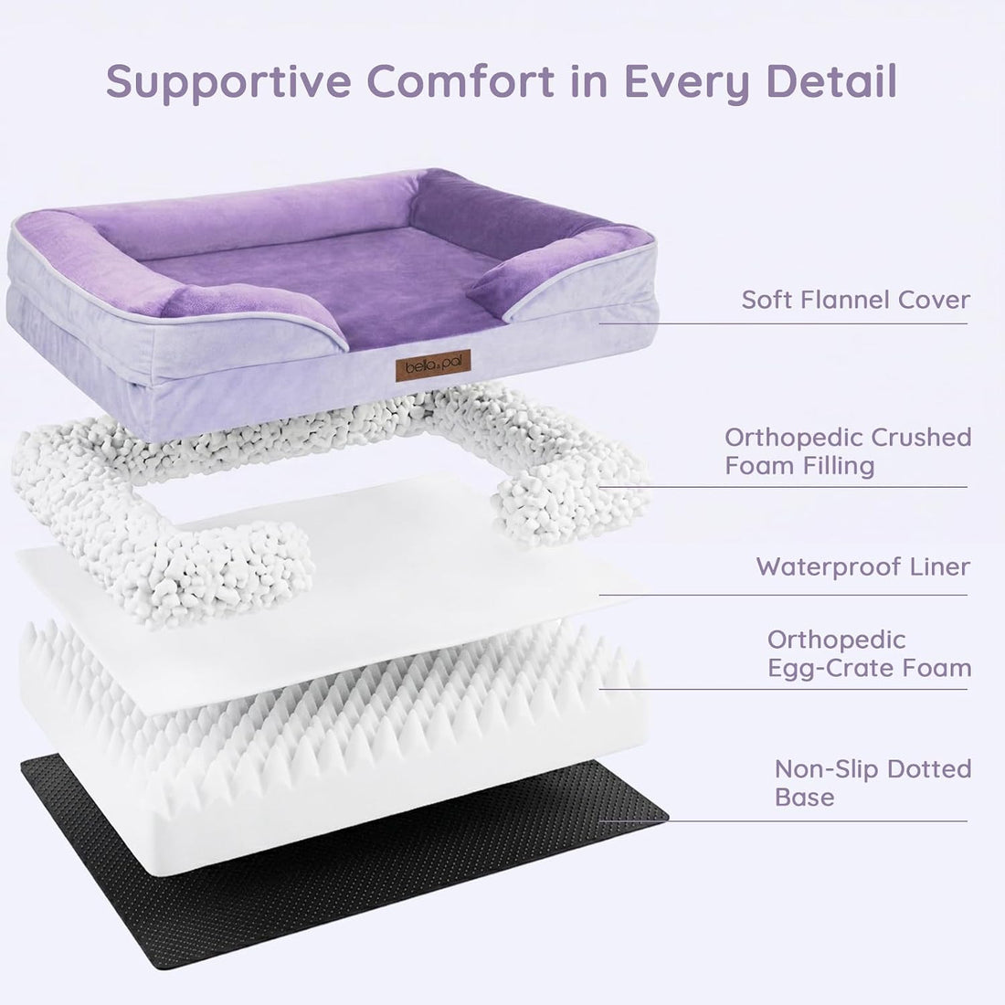 BELLA & PAL Orthopedic Dog Sofa Bed for Small/Medium Dog No Assembly