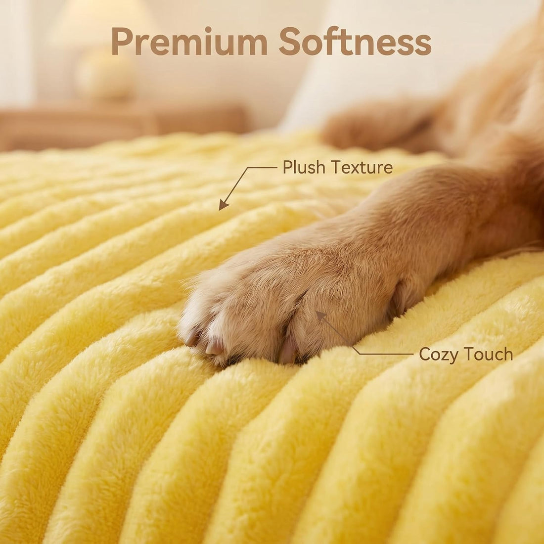 Emotional Support Blanket Yellow Dog Blanket for Dogs