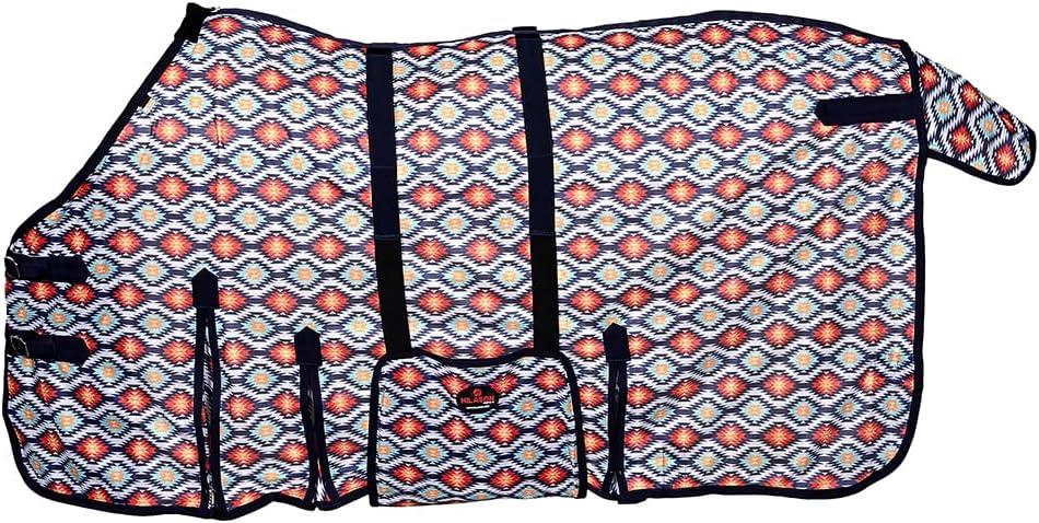 HILASON 72 in Fly Sheet for Horses Blue/Red Plaid Mesh