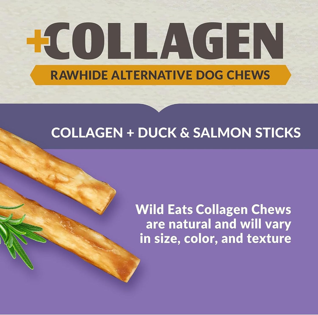 Wild Eats Duck and Salmon Collagen Sticks for Dogs, 25 Pack