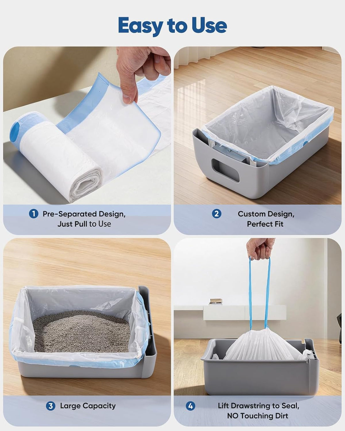 66 Count 26"x11.8" Cat Litter Box Bags Liners for Automatic Cat