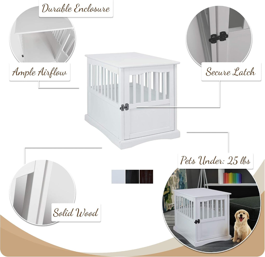 Casual Home Wooden Indoor Dog Crate House Kennel End Table Night