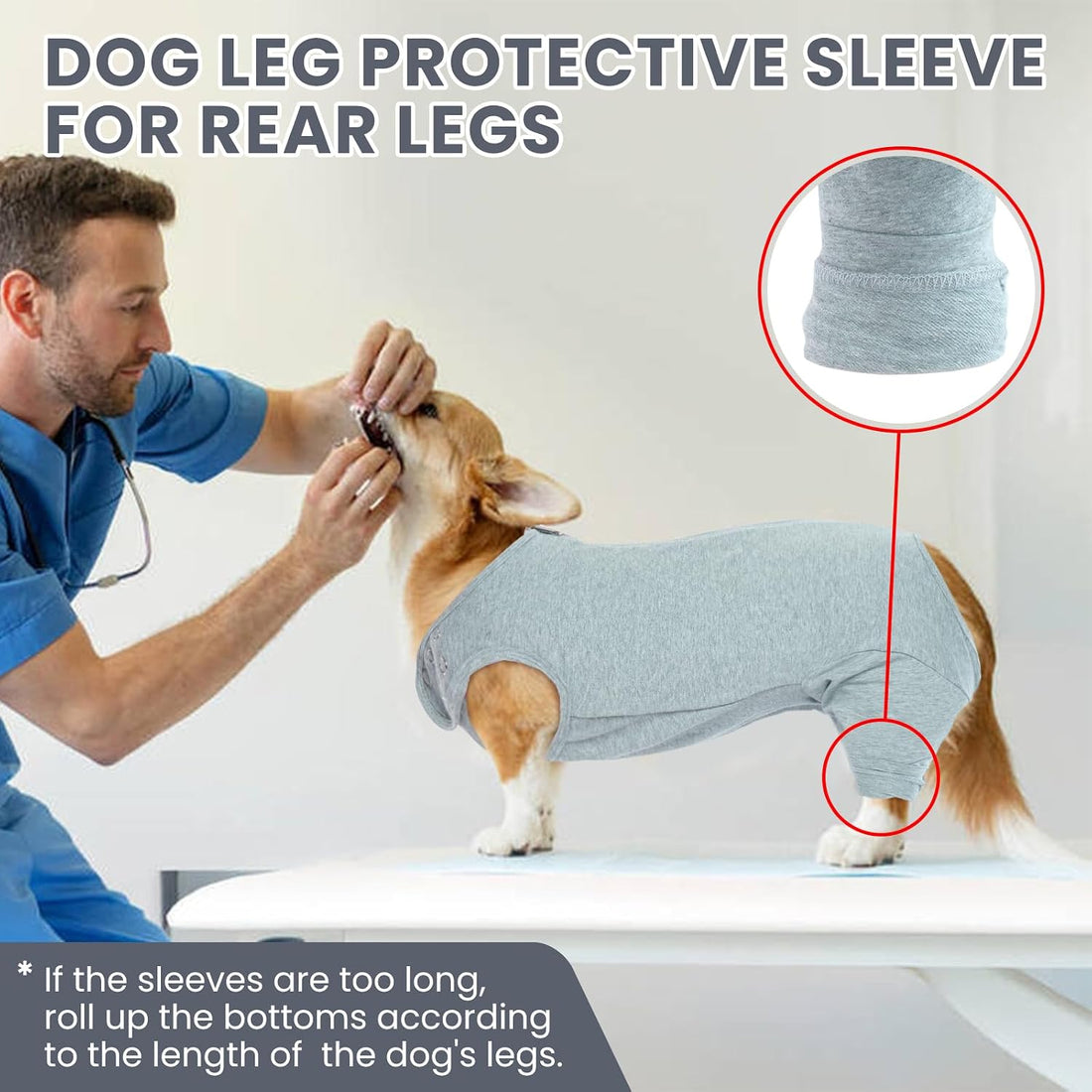 Nanaki Dog Wound Care Shirt,Dog Leg Sleeve to Stop Licking Rear