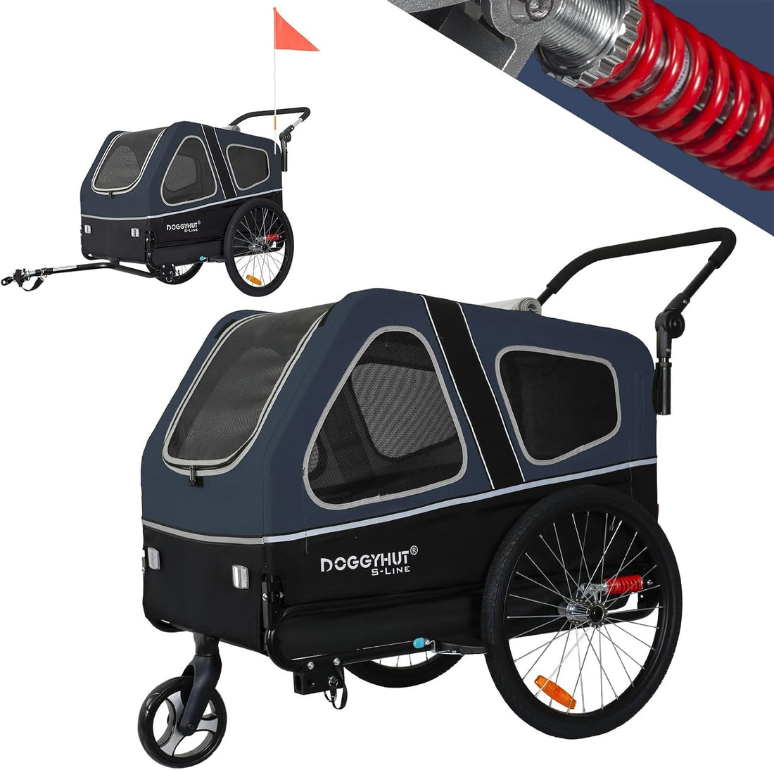 DOGGYHUT® S-Line XL Pet Bike Trailer & Stroller for Large Dogs Up
