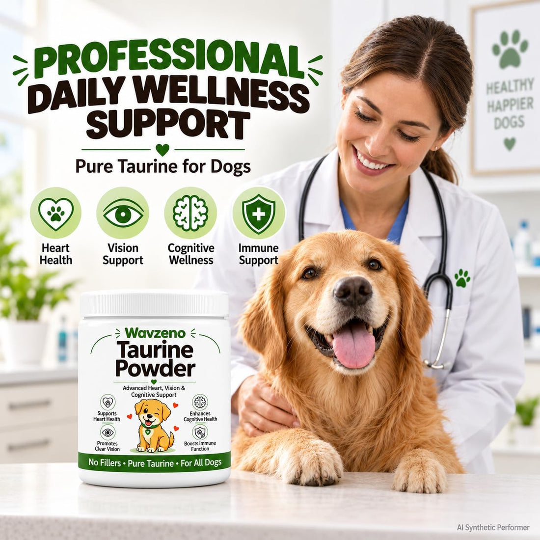 Wayzeno Taurine Powder for Dogs, Taurine Supplement with DHA