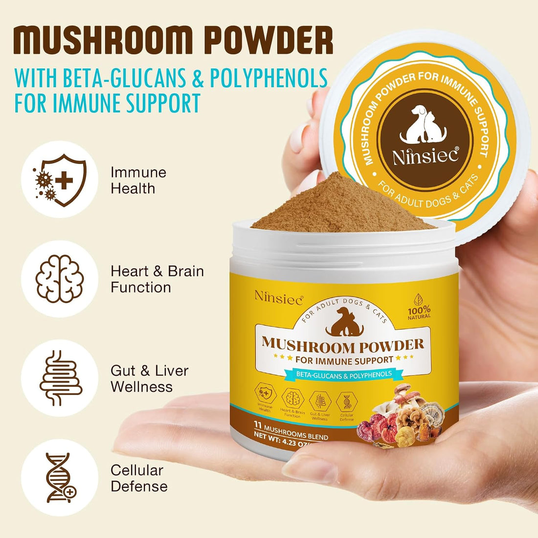 Mushroom Supplement Powder for Dogs & Cats