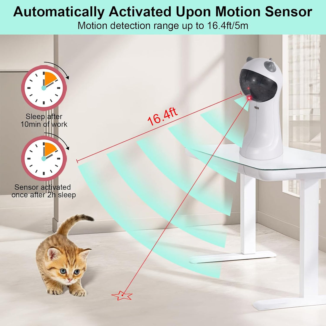 TBTeek Cat Toy, Automatic Motion-Activated, 5 Fun Patterns