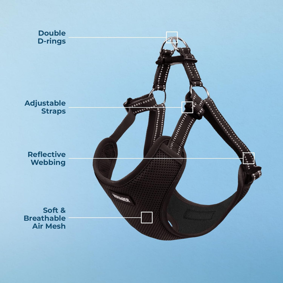 Voyager Step-in Flex Adjustable Dog Harness - Black, Medium